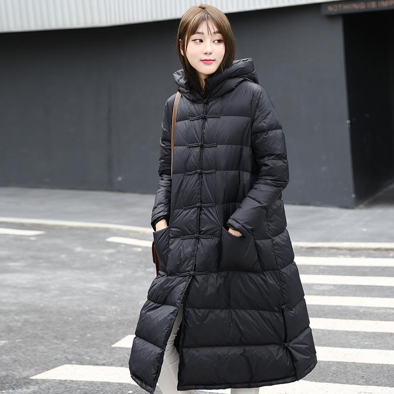 羽絨服 レディース 中綿 ロング丈 瀬戸もの御召しもの風 A伝達ルート ゆったり大きさ ナイロン ポリエステル 中国風 読みもの返り咲き 黒いこと 赤いこと さくら色系