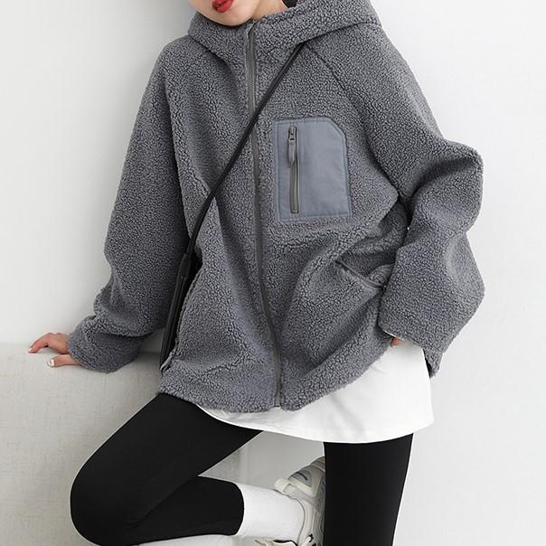 アウター レディース パーカー 秋冬 ?粒? 上衣 ゆったり 通い 朦々たる 長袖 トップス 黒いこと 青碧薄墨色