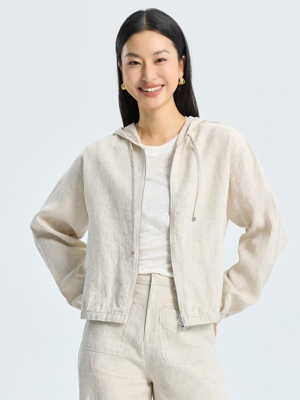 上衣 レディース 麻 リネン 薄っぺら ゆったり 織り 長袖 パーカー 雪岩白 子夜藍 布莱棕 浅沙色 日韓風 心地よい