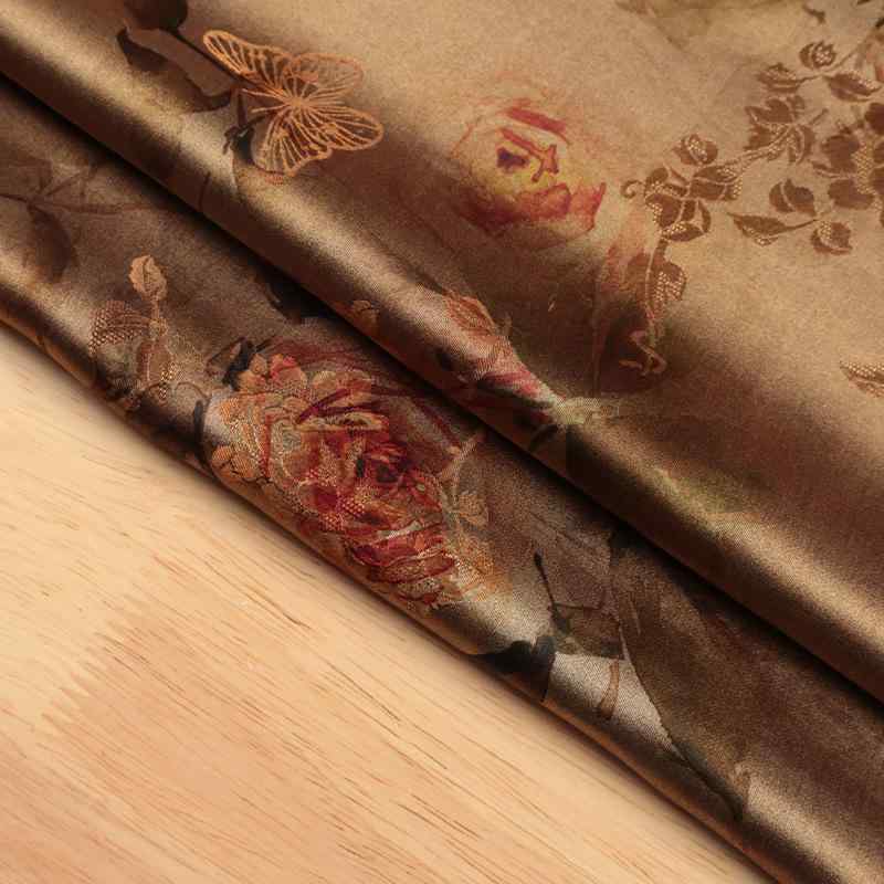 出どころ さくら色ゴールド さくら色柄  絹混紡 繻子 大時代 瀬戸もの御召しもの 衣裳 プルオーバー ズボン下