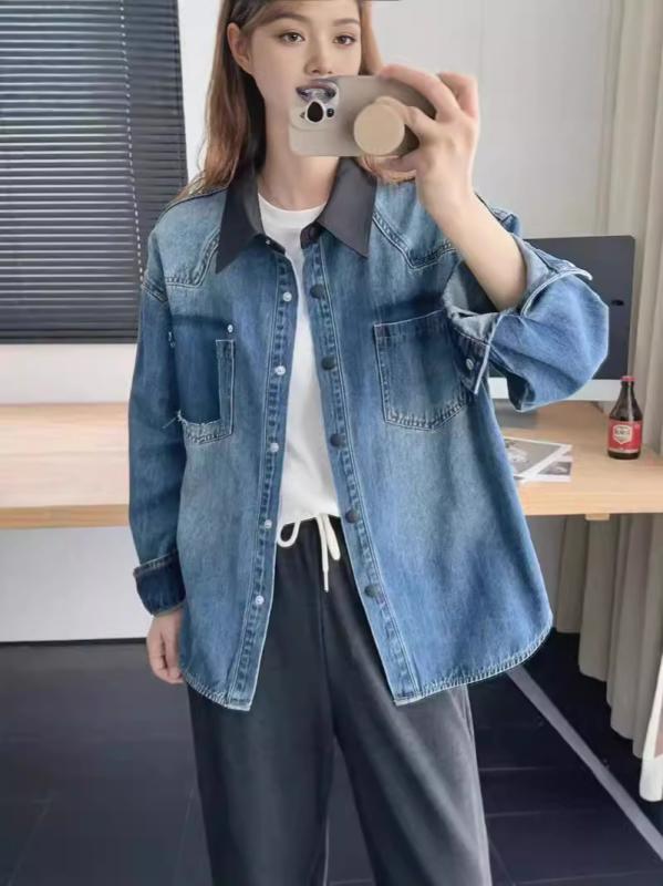 プルオーバー レディース ジーンズ うつり変わり 3D 日韓風 心地よい ゆったり 長袖 普段使い走り ジーンズ青碧