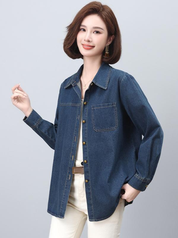 プルオーバー レディース ジーンズ 長袖 大層らしい大きさ ゆったり 体型取りまかなう 綿織物 心地よい 普段使い走り 亭主もち服 亭主もち 春物