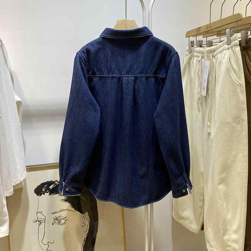 プルオーバー レディース 冬 生あたたかい 裏起毛 ジーンズ 襟付き添い人 長袖 シングル乳ぶさ 心地よい アウター3