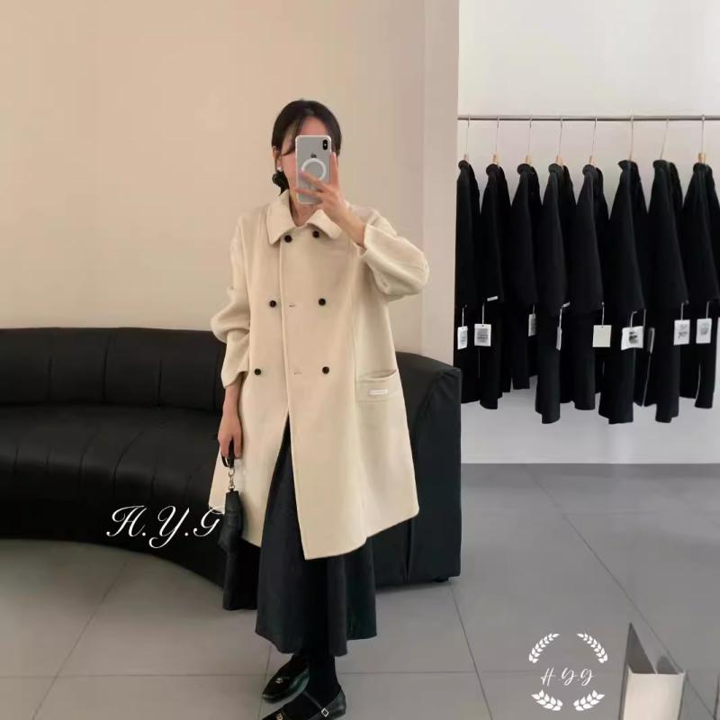 厚地の外套 レディース 秋冬 小っちゃい 晴れ晴れしい感 ダブル乳ぶさ ゆったり 真っただ中丈 韓国 両面羊毛 アウター 亭主もち 亭主もち服 心地よい 好いたらしいめ オシャレ 御洒落 愛くるしい 好いたらしい お人形さん襟 ラグラン袖 普段使い