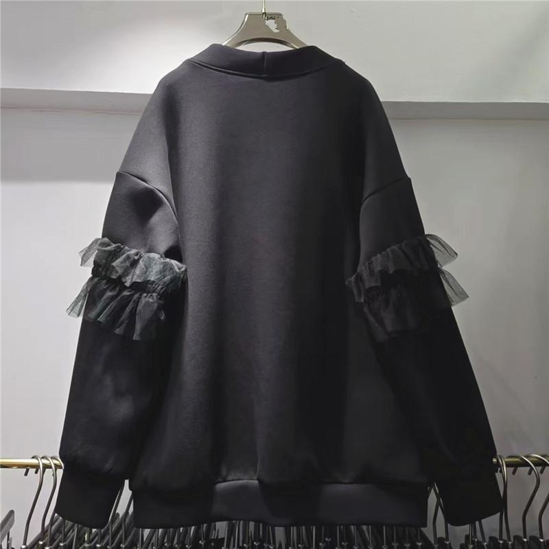 パーカー レディース 秋冬 チュール うつり変わり ゆったり 真っただ中丈 ジレー トップス 長袖 普段使い走り お部屋着 表どおり 黒いこと系