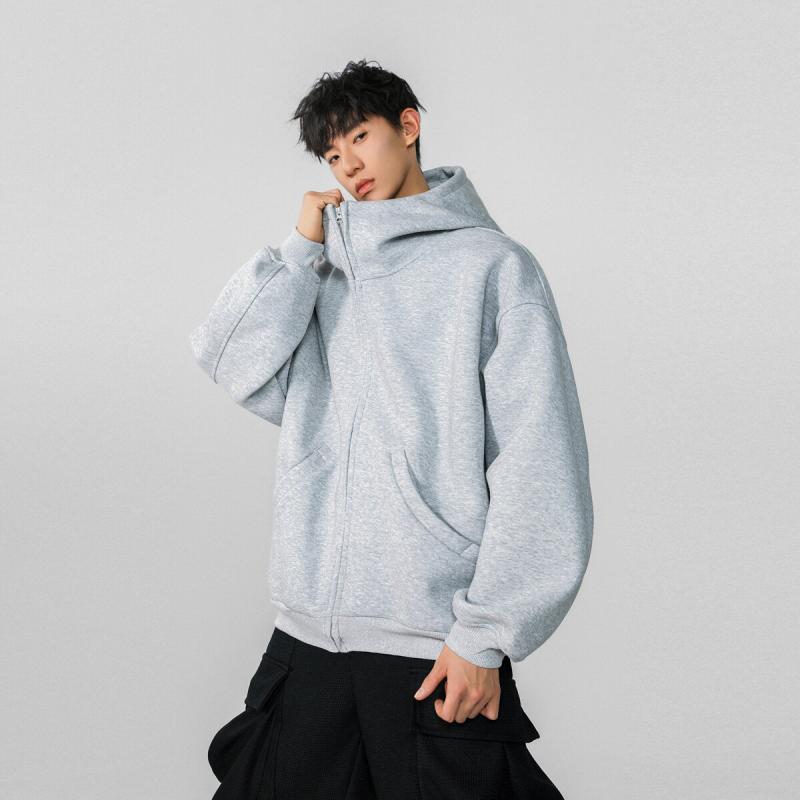 パーカー 成人男性用 馬鹿でかい大いさ 長袖 薄っぺら 春物 ともし火薄墨色 黒いこと