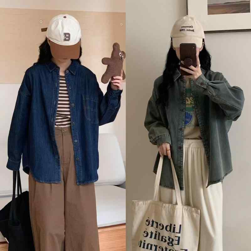 プルオーバー レディース 秋冬 ジーンズプルオーバー 裏起毛 あったか 生あたたかい 心地よい 普段使い走り 韓国 レトロ 青碧 下着類3