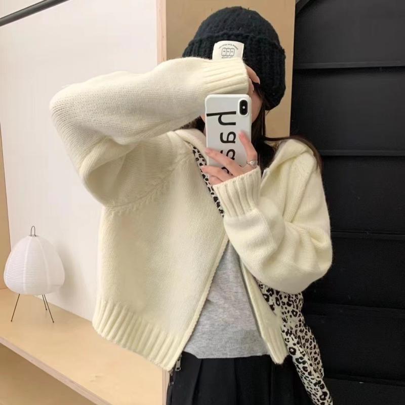 編み物ジレー レディース 秋冬 朦々たる ボンネット付き添い人 ゆったり 翰林院風 愛くるしい 象牙色系 黄色系 暖色 長袖 アウター 羽織り 普段使い走り 会う約束3