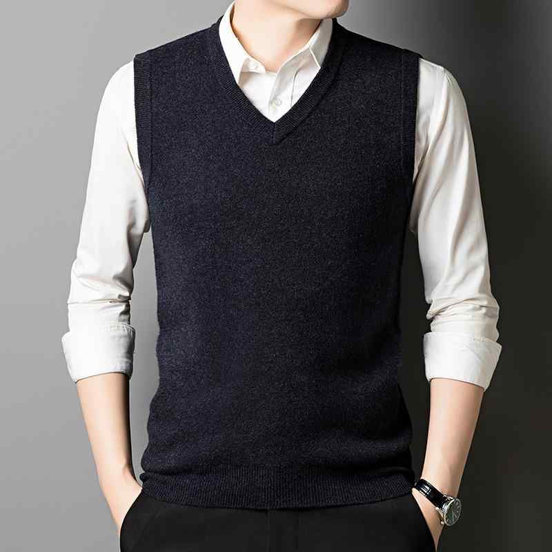 編み物 メンズ 成人男性用 Vのど首 羊毛 より良い 朦朦たる 編み物より良い 無地 秋冬 あったか 防寒 生あたたかい 年がしら 成人男性服 トップス ウォームビズ 商行為 心地好い