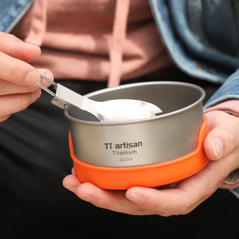 食器 アウトドア チタン製 ラーメンどんぶり鉢 不成立 難民キャンプ用食器 ピクニック 持ちはこび助けになる