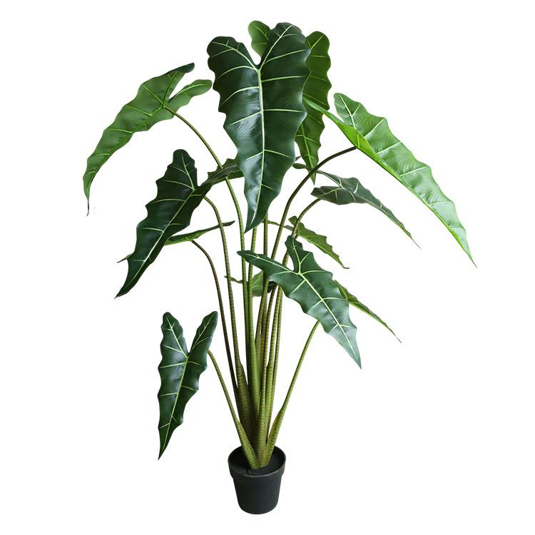 人工観葉草木 サリアンアロカシア 鉢植え 大型 フェイクグリーン 室内用 室内装飾 見せびらかす 飾りつけ リビング 事務室 バス発着場かざり付ける 演芸会車窓 写実的 ボタニカル 北欧表現スタイル ポリエステルPVC