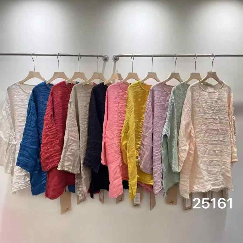 プルオーバー レディース 麻 リネン トップス トップ カットソー 九分袖 丸首 ティーシャツ ゆったり 真っただ中丈 7分袖 読みもの風 レトロ 派手3