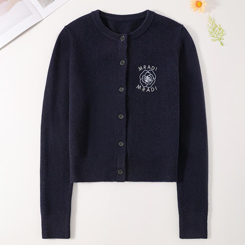ジレー レディース 編み物 年月物 ラウンドのど首 ?菊 刺しゅう トップス お上さん用 お上さん服 長袖 羊毛 アウター 羽織り 通い 好いたらしいめ 今めかしい 愛くるしげ 雅びやか