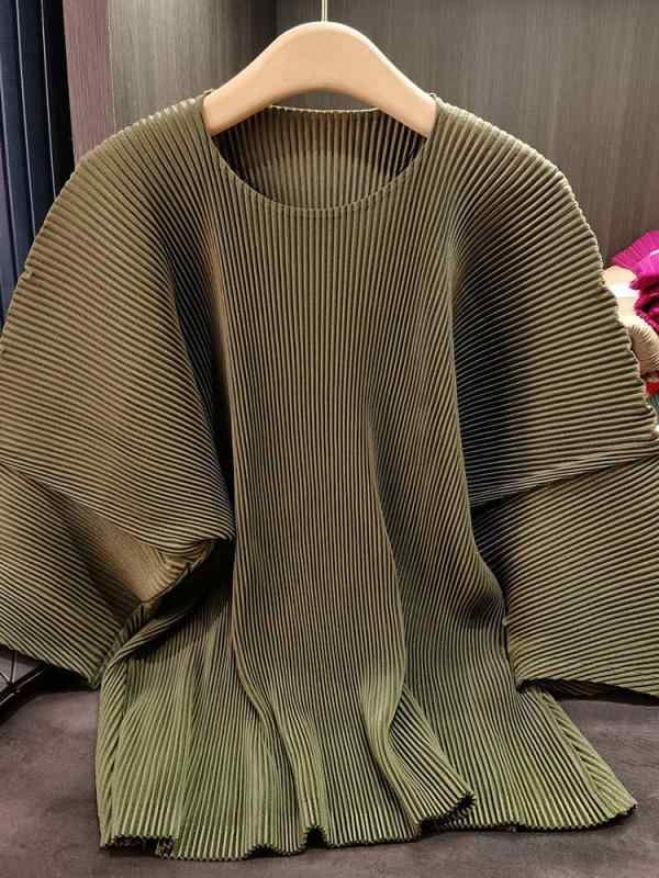 ティーシャツ 日月 日系 男女兼用 伸び伸びする相応う ゆったり 体型取りまかなう 普段使い走り ポリエステル 7分袖 ギャザー ラウンドのど首 無地 緑 サクラ色系 黒