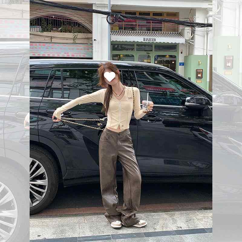 ティーシャツ レディース か細い 長袖 Vのど首 ファスナー 綿織物 トップス 歳月 厚地の外套 細見せかけ シャーリング 雅びやか 通い 事務室 S M L XL