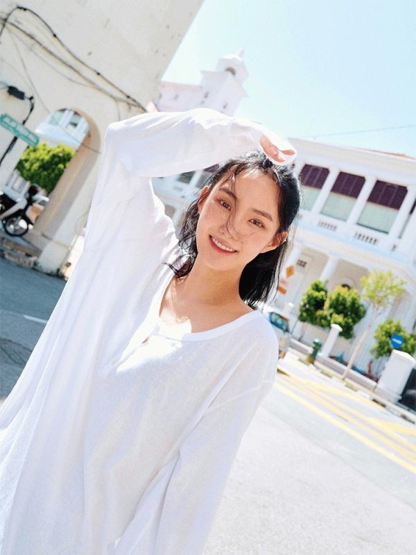 プルオーバー レディース ヘンリーのど首 長袖 トップス ゆったり 当たること冷感 薄っぺら 綿 無地 黒いこと 白いこと 春夏3