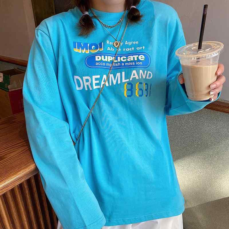 プルオーバー レディース 表どおり系 厚地の外套大きさ 長袖 トップス 綿織物 刷り上げる 黒いこと 白いこと 青色