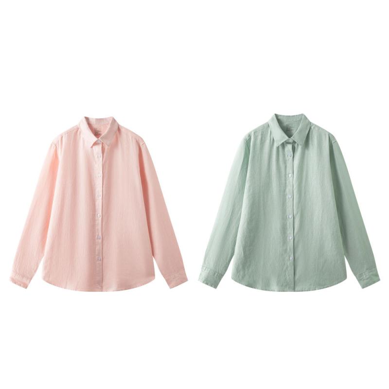 プルオーバー レディース お上さん服 麻 リネン トップス 長袖 上衣 冷やりとした ゆったり 体型押しかぶせる 無地 分かりやすい 心地よい トップ 執務室 通い 春夏 秋冬 白 白いこと サクラ色系 緑であること オレンジ色 黒いこと