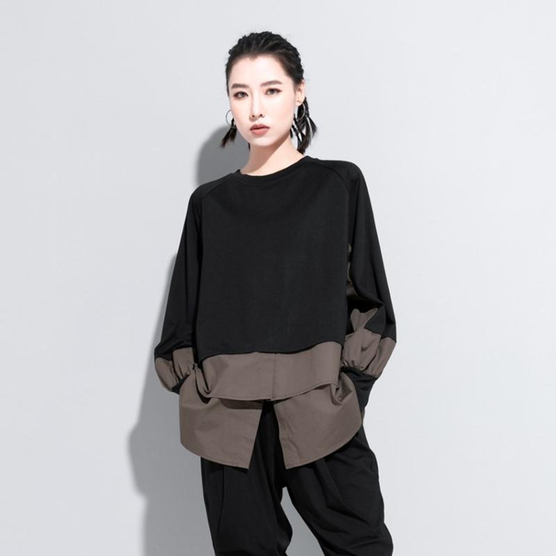 ティーシャツ レディース 秋冬 2way うつり変わり 長袖 トップス ゆったり ラウンドのど首 アーミーグリーン 黒いこと 象牙色3