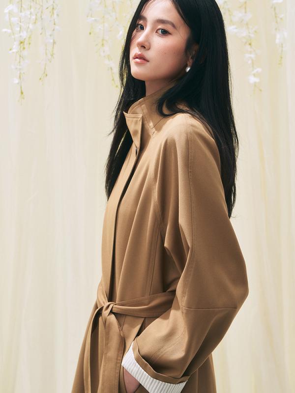 厚地の外套 レディース 春物 韓国 ゆったり 伸び伸びする レトロ 心地よい 照明ランプ色合い うつり変わり ロング丈 ポリエステル 真っただ中丈 ベージュ カーキ