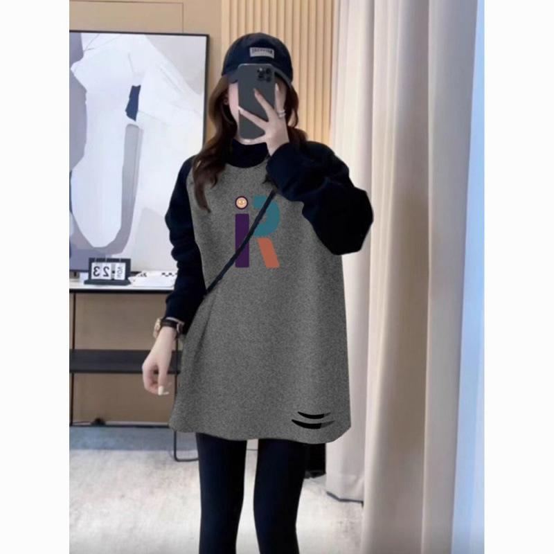 プルオーバー レディース 秋冬 重ね着 肌付き 徳絨 あったか 真っただ中丈 ゆったり 今めかしい 不都合 長袖 トップス 黒 黒いこと 薄墨色 綿 当たること冷感 吸湿速乾 普段使い