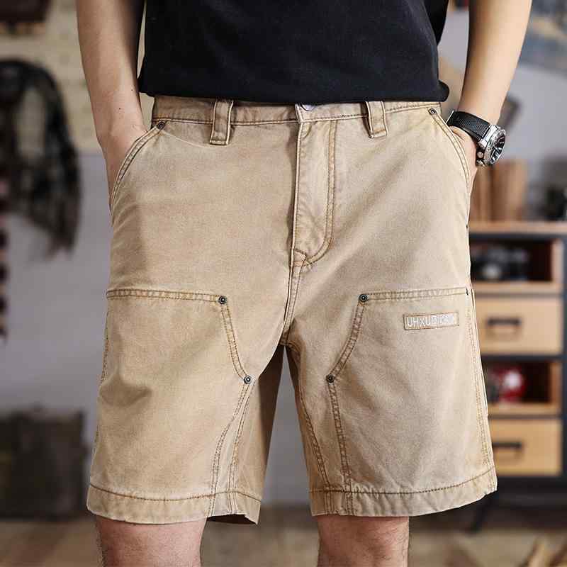 二分の一ズボン下 メンズ 成人男性用 カーゴパンツ ゆったり 引っ切りない 薄っぺら 綿織物 ミリタリー アメカジ 細工物ズボン下 5分丈 膝丈 無地