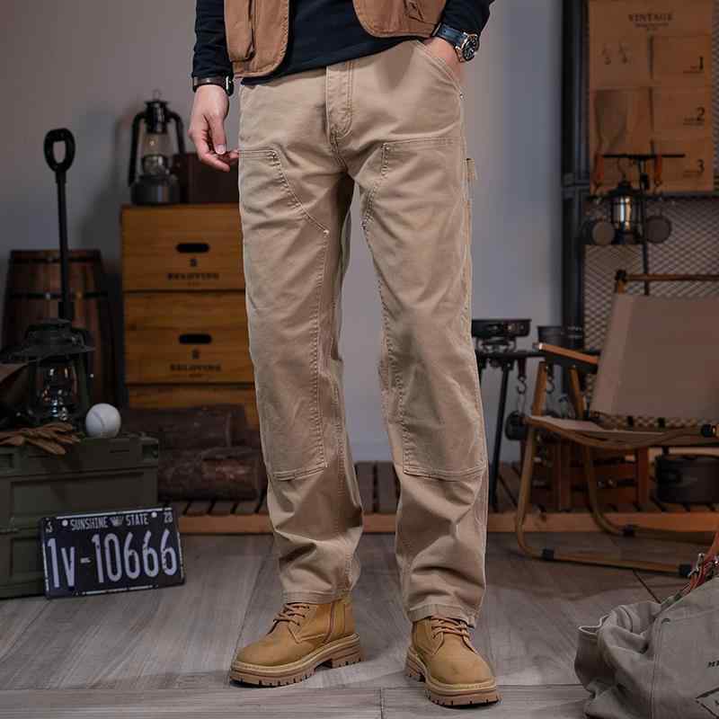 ズボン メンズ カーゴパンツ 成人男性用 朦々たる 引っ切り無い ゆったり アウトドア 心地よいズボン下 綿 年月 カーキ 薄墨色 黒いこと