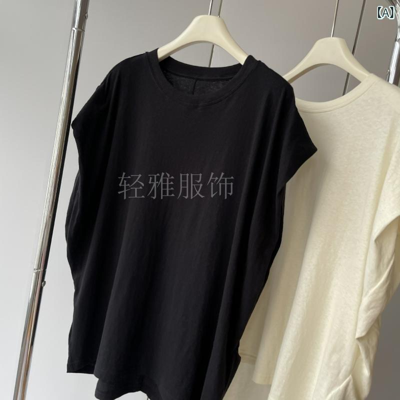 Tシャツ レディース 半袖 コットン ラウンドネック 薄手 柔らかい ゆったり 体型カバー ブラック ベージュ 通勤3｜MIRAIYUKI 7,875円