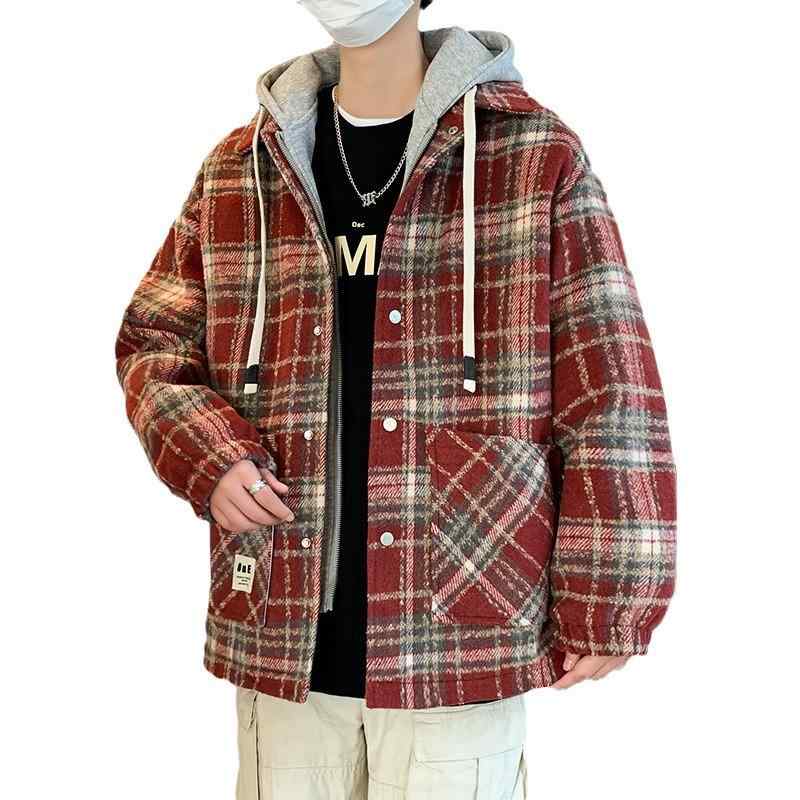 上衣 成人男性用 秋冬 加綿 加厚 読み合わせる柄 アウター 韓国  生あたたかい 防寒着 前掛け メンズ M L XL 2XL 3XL 4XL