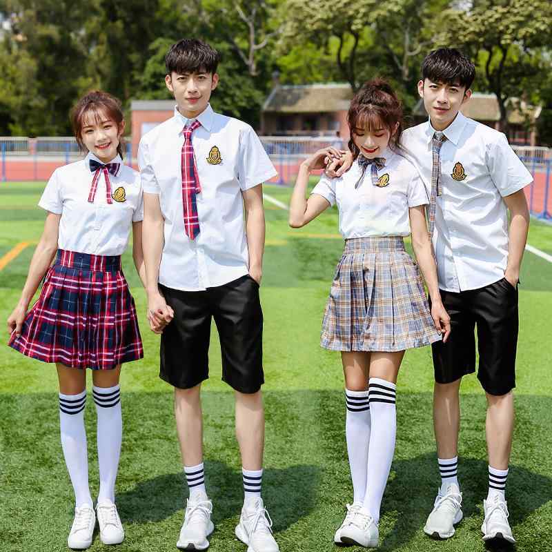 プルオーバー 学校プルオーバー 半袖 男女兼用 綿混紡 ブリティッシュスタイル ユニフォーム トップス 黒いこと さる股引き ズボン 赤いこと タータンチェック 薄墨色 タータンチェック XS S M L XL XXL 3XL 4XL 5XL 6XL