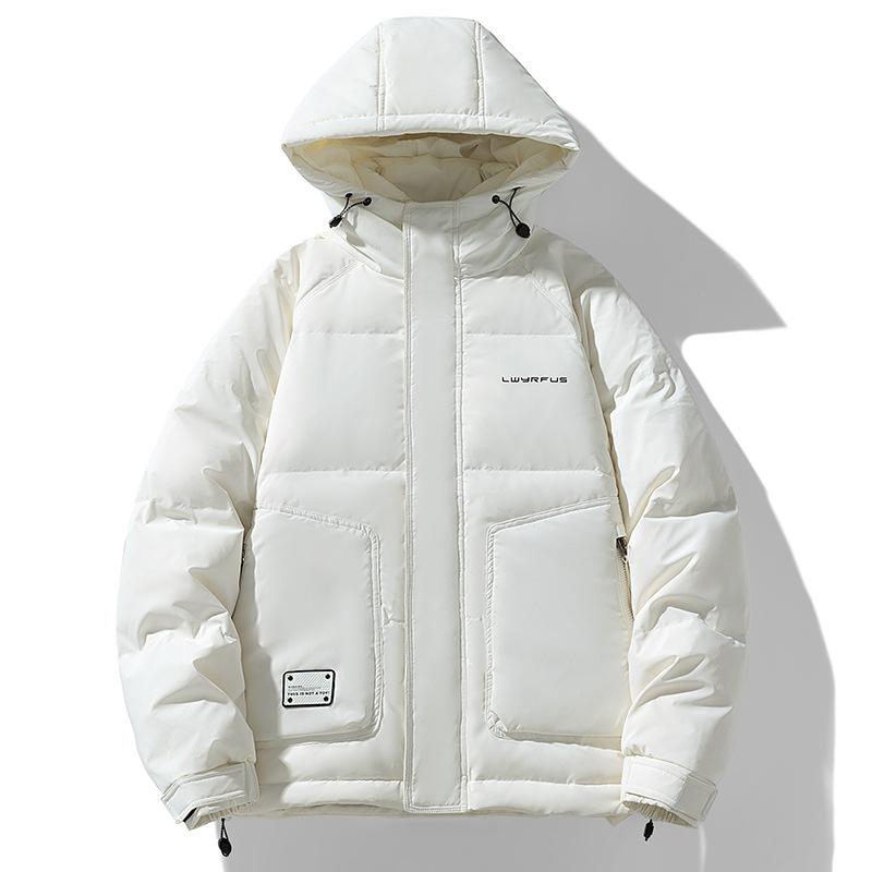 羽?服 メンズ 冬用 朦々たる 防寒 保温 撥水 透湿 ボンネット付き添い人 ゆったり 伸び伸びする 白 黒 ポリエステル 無地 心地よい 成人男性用 アウター