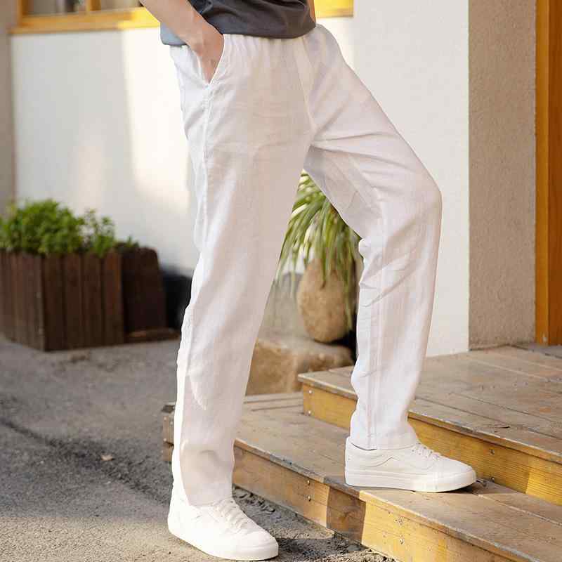 ズボン下 メンズ 成人男性用 リネンズボン下 麻  ズボン 引っ切り無いズボン下 イージーパンツ  普段使い走り 薄っぺら 春夏 無地