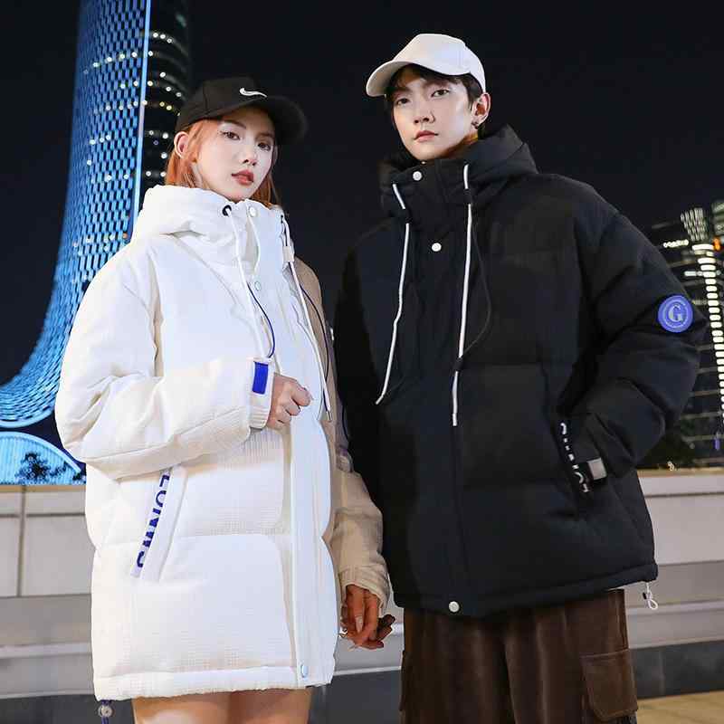 羽?服 成人男性用/成人女性用 白落ち込む 冬 防風 保温 ボンネット付き添い人 遊撃手丈 アウター 教え子 二人組 朦々たる ポリエステル 無地 心地好い 表現スタイル 黒 白 青 緑