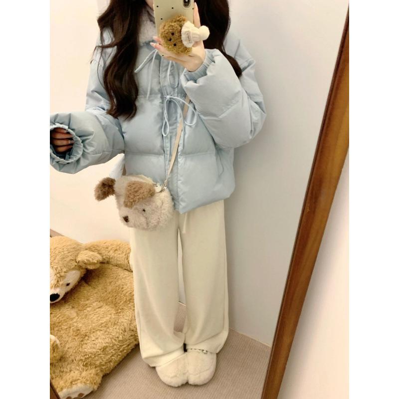 落ち込む上衣 レディース 絨毛風色つや 秋冬  防寒 生あたたかい ゆったり 体型覆いかぶせる 青み 米白 ポリエステル