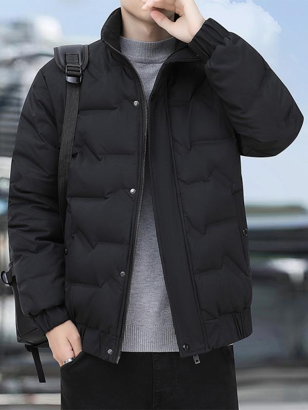 羽?服 成人男性用 ライトアウター 立襟 生あたたかい 防寒 撥水 無地 ポリエステル 秋冬 黒いこと カーキ 青み