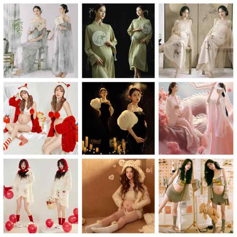 マタニティフォト 御召しもの 新中式 映画化用 ロング衣装 水墨画風 妊婦第八芸術 妊孕祝する ノースリーブ チュールスカート A伝達ルート ポリエステル 窈窕たる