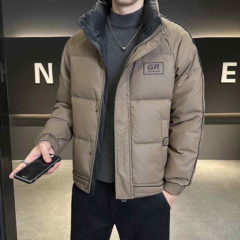 羽?服 メンズ 成人男性用 立襟 遊撃手丈 落ちこむ 刷り上げる アウター トップス  防寒 あったか 生あたたかい ゆったり 伸び伸びする ポリエステル 牛乳白いこと 黒いこと 珈琲