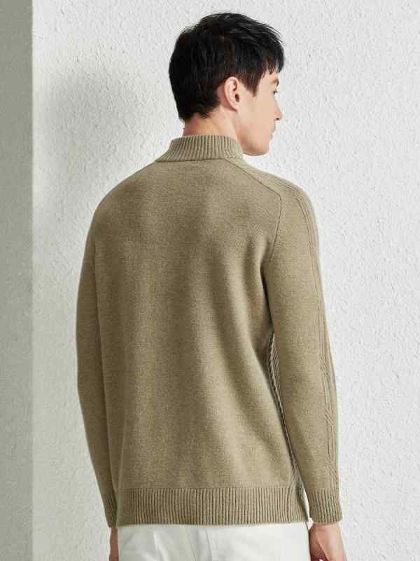 ニット メンズ 男性用 ウール セーター 秋冬 ハーフハイネック 厚手 暖かい ビジネス 紳士 カジュアル トップス キャメル イエロー グリーン グレー｜MIRAIYUKI
