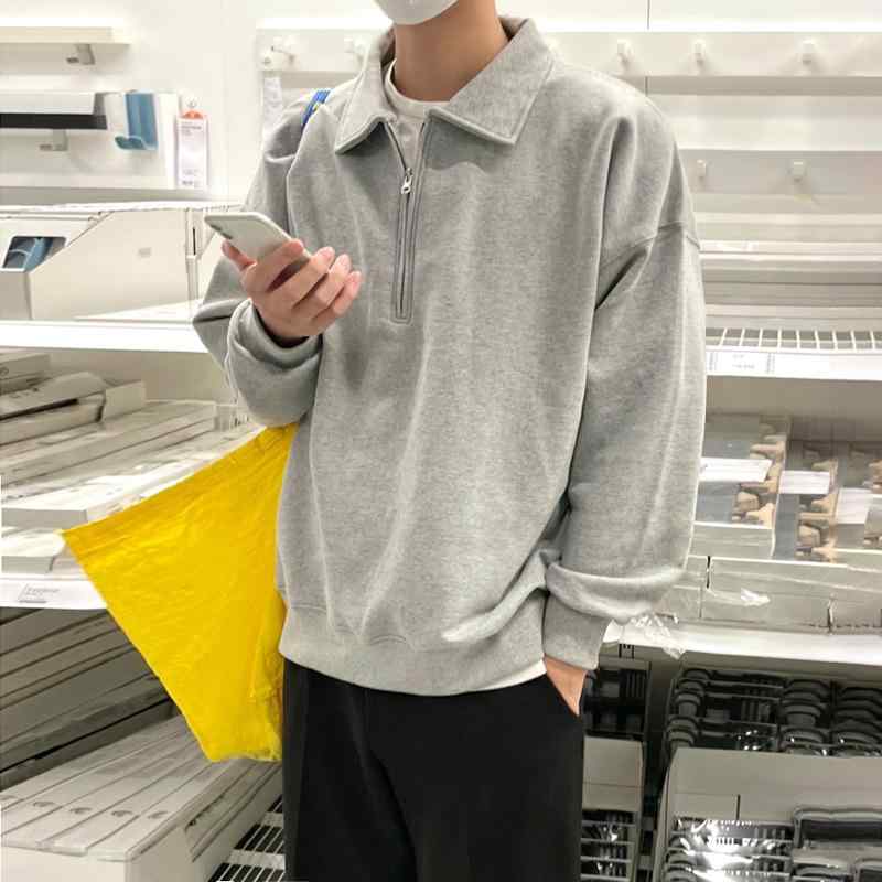 スウェット 男性用 プルオーバー トップス トレーナー カレッジスタイル コットン ゆったり グレー 黒|MIRAIYUKI