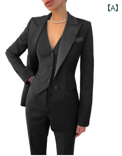 レディース スーツ セット 女性用 ジャケット スカート 通勤 ビジネス ワンピース風 セットアップ トップス ボトムス エレガント スタイル ゆったり シルエット 青果領 長袖 ボタン プリーツ 加工 ポリエステル コットン 混紡 素材｜MIRAIYUKI