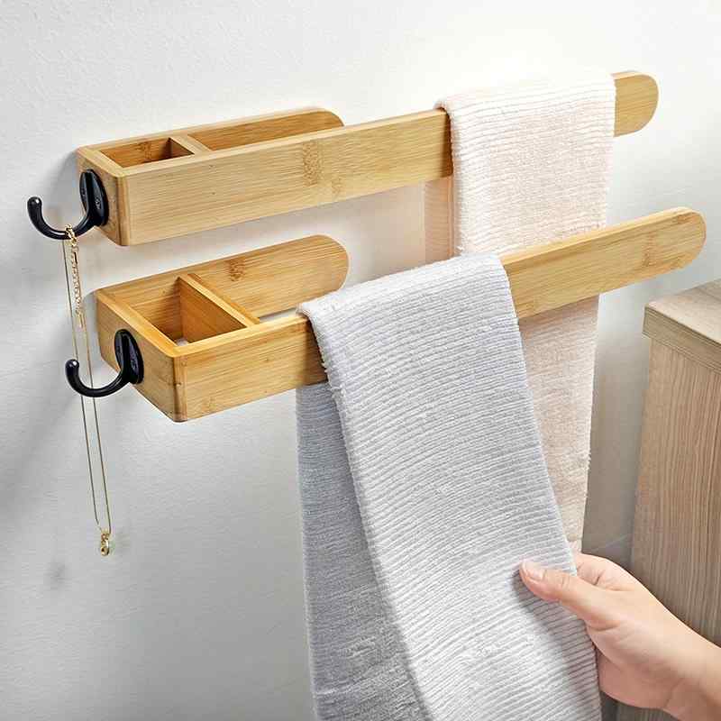 浴室 ラック ナン竹 タオル掛け トイレットペーパー ホルダー トイレ 収納 バスタオル掛け 浴室用具 幅広 スリム シンプル3|MIRAIYUKI