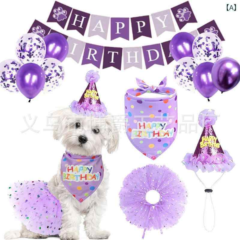 ペット バースデー パーティー デコレーション セット 犬 猫 誕生日 帽子 バンダナ スタイ 襟付き チュール スカート かわいい ラッキーアイテム3|MIRAIYUKI