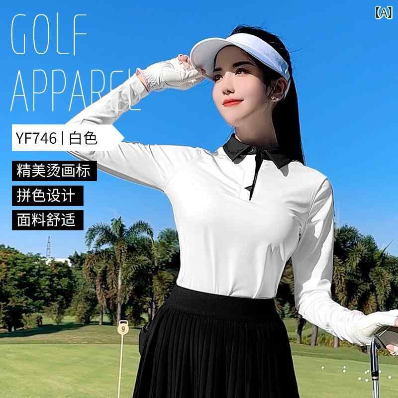 レディース ゴルフ 長袖Tシャツ 春冬 伸縮性 綿混紡 ナイロン ポリエステル 切り替え 運動 トップス 色 伸縮素材 アクティブウェア スポーツ ゴルフウェア 軽量 快適 伸縮 ゴルフスイング 対応 女性用｜MIRAIYUKI