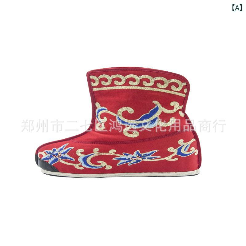 靴 レディース 舞台用 куртка 京劇 越劇 武生 薄底 刺繍 帆布 ラウンドトゥ ミドルヒール 赤 白 黒 春秋冬｜MIRAIYUKI
