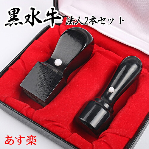 印鑑 新生活応援★平日12時までの注文は即日発送 黒水牛 法人2本セット 即納 法人印鑑セット 会社丸印・角印 印鑑 印鑑登録 証明 会社設立 高級 10年保証 社印 法人用 ハンコ 会社角印 ★ 黒水牛 天丸印鑑+角印+法人2本セット用印鑑ケース[天丸・角印通用] 宅配便