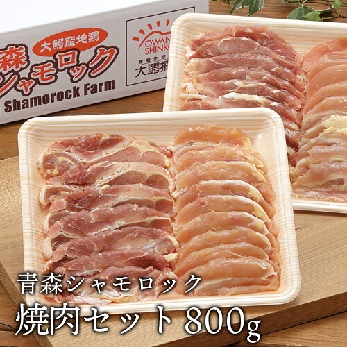 【抽選で100%ポイントバック】送料無料　シャモロック　青森 地鶏　焼肉セット（800g）　産地直送で鮮度抜群！軍鶏 軍鶏鍋 軍鶏肉[※産地直送のため同梱不可][※クール便]