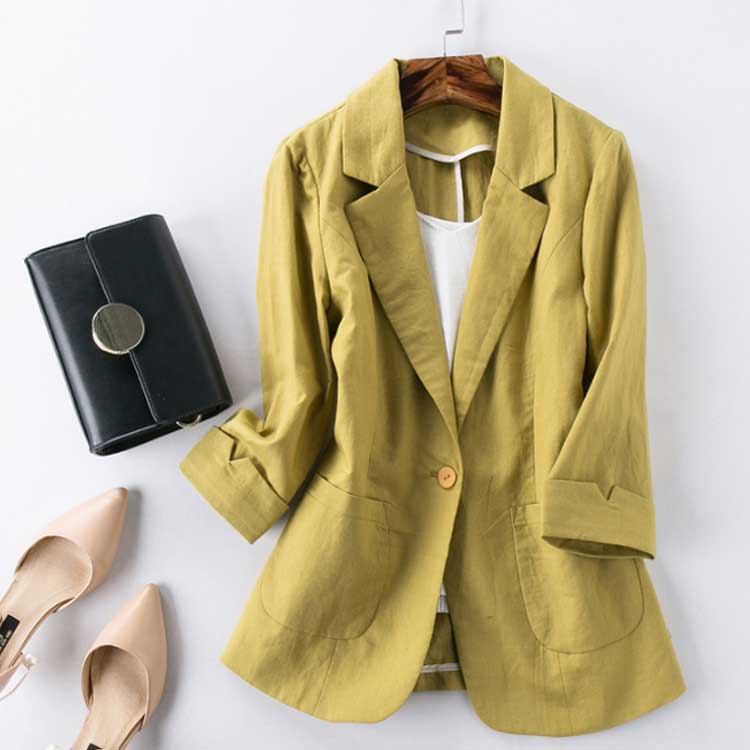 楽天市場 サマージャケット レディース リネンジャケット 綿麻 テーラードジャケット 七分袖 ショート丈 7分袖 ジャケット 薄手 ジャケット カジュアルジャケット オフィス 通勤 通学 事務所送料無料 クレアガール