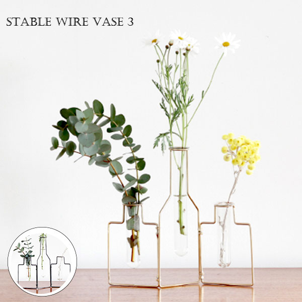 楽天市場 Stable Wire Vase 3ステイブルワイヤーベース フラワーベース ゴールド マット花瓶 花器 一輪挿し Irodori