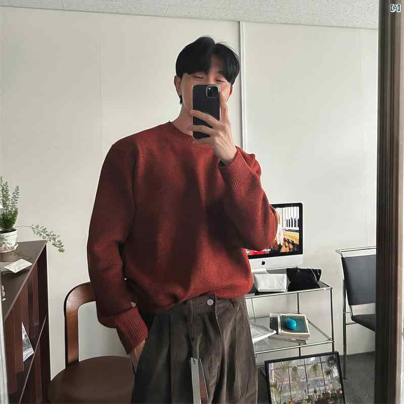 上衣 ティーシャツ 佇まい 韓国 歳月 メンズ プルオーバー 編み物 長袖 丸首 赤いこと 十二支