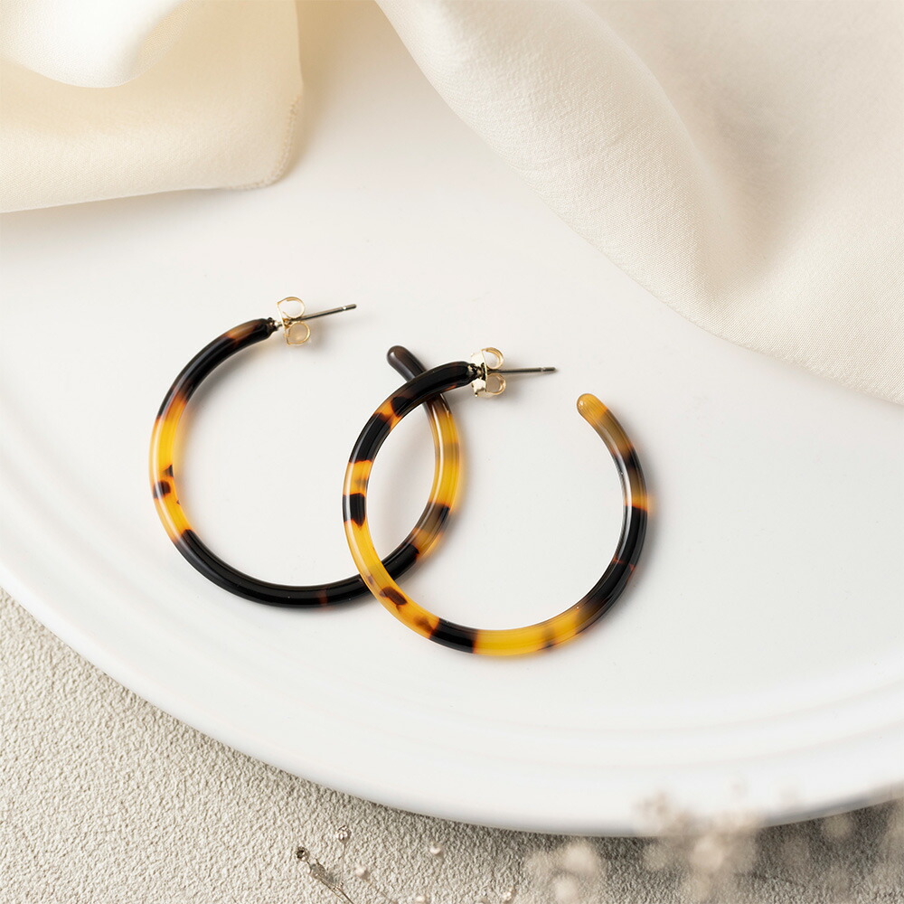 楽天市場】【メール便送料無料】（3）べっ甲風 フープピアスSサイズ EP